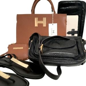 5pc RESELLER LOT Satchel Handbag Cosmetic Bag Clutch Sandals Size 10